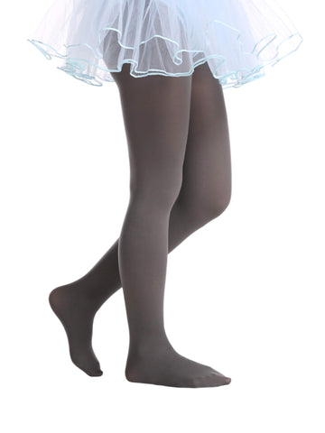 Girls Tights, Semi Opaque Footed Tights, Microfiber Dance Tights, 1 Or 3 Pairs Pack (5-7, Grey)