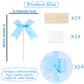 24 Pack Bow Cupcake Toppers, Blue Bow Coquette Birthday Decorations Valentine 'S Bowknot Ribbons For Bridal Shower Party Supplie