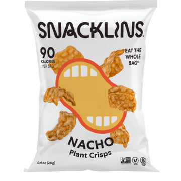 Snacklins Plant Based Crisps Nacho - Gluten Free, Grain Free, 100% Kosher, Vegan Healthy Snacks, Crunchy Puffed Snack, Just 90 C