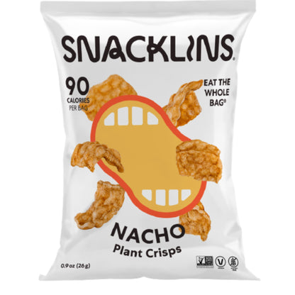 SNACKLINS Plant Based Crisps NACHO - Gluten Free, Grain Free, 100% Kosher, Vegan Healthy Snacks, Crunchy Puffed Snack, Only 100 