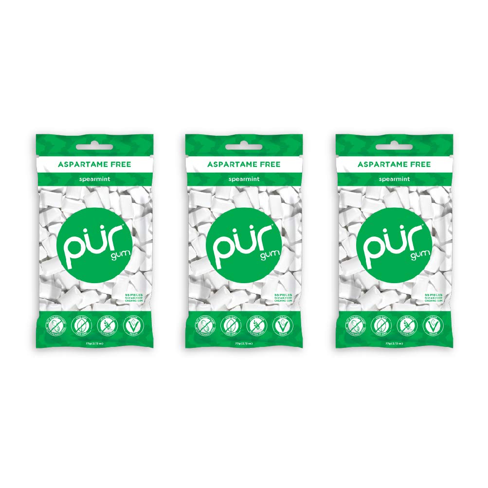 Pur Gum Spearmint Chewing Gum, 55 Count (Pack of 3)