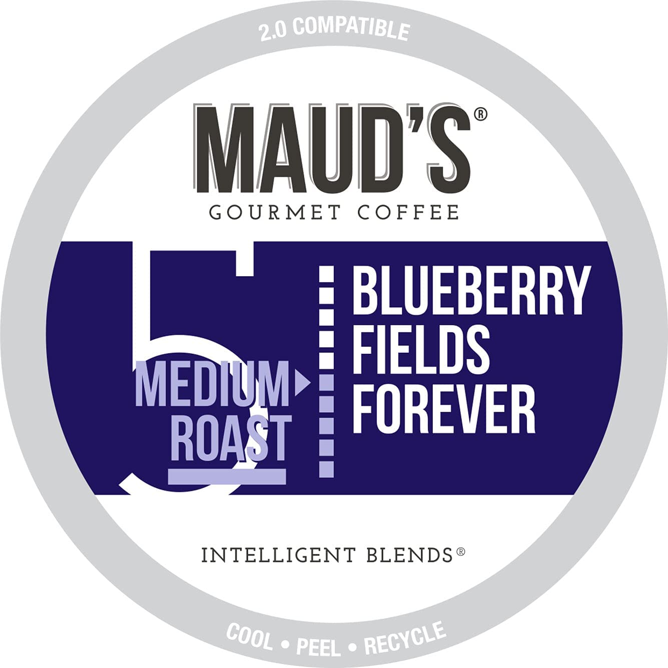 Mauds Blueberry Flavored Coffee Pods  50ct | Blueberry Fields Forever | 100% Arabica Medium Roast Coffee Pods | Solar Energy Produced Recyclable Single Serve Pods Compatible with Keurig K-Cup malt-inspired