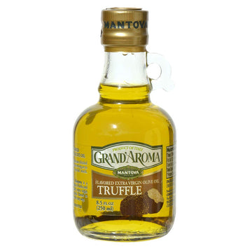 Mantova Grand’Aroma Truffle Flavored Extra Virgin Olive Oil, Made In Italy, Cold-Pressed, 100% Natural, Heart-Healthy Cooking Oil Perfect For Salad Dressing, Pasta, Garlic Bread, Meats, Or Pan Frying, 8.5 Oz