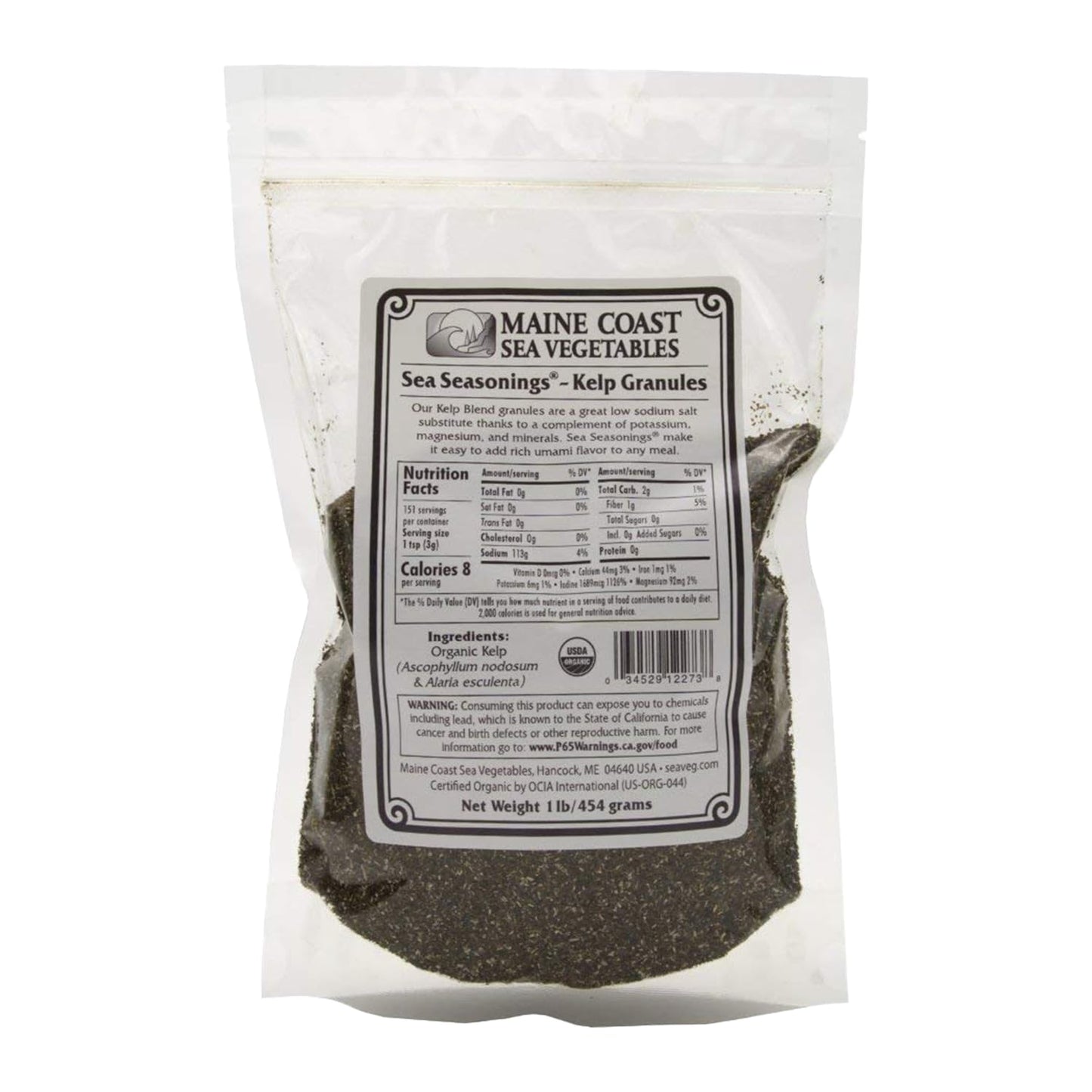 Maine Coast Sea Vegetables Kelp Granules Blend - Organic Seaweed - 1 LB
