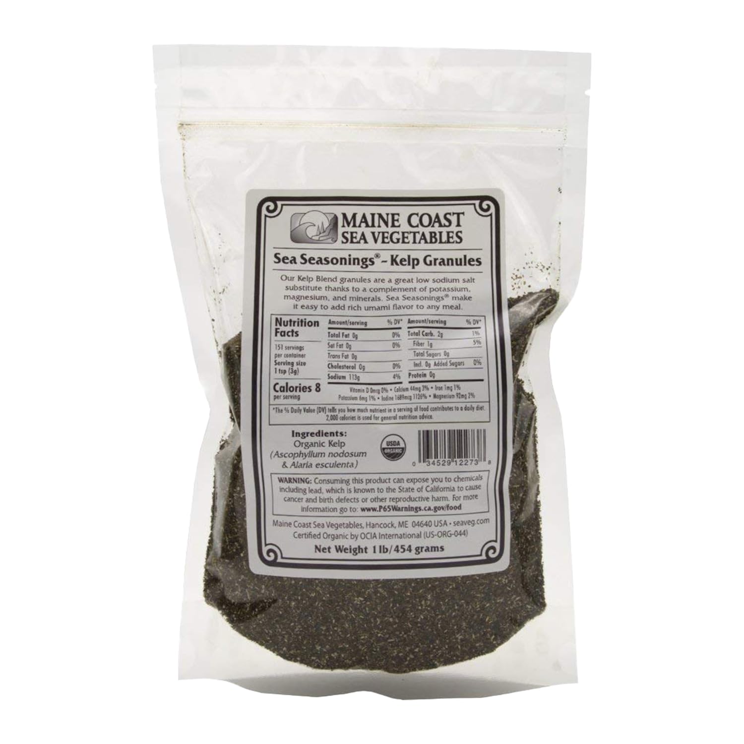 Maine Coast Sea Vegetables Kelp Granules Blend - Organic Seaweed - 1 LB