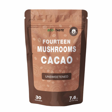 Mushroom Coffee Alternative 14 in 1 - 30 Servings, Cacao with 800mg Mushrooms - Lion's Mane, Reishi, Maitake, Turkey Tail, Chaga