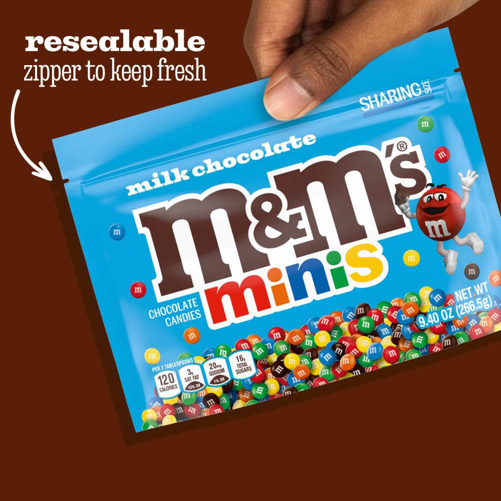 M&MS Minis Milk Chocolate Christmas Candy  Sharing Size  9.4 oz Resealable Bulk Candy Bag