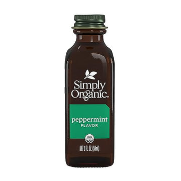 Simply Organic Peppermint Flavor, 2 Ounce Glass Jar, Non-Alcoholic, Great For Baking, Coffee And More