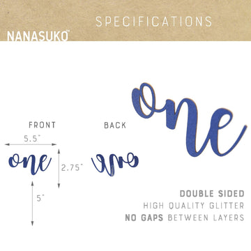 Nanasuko 1St Birthday Cake Topper - One - Double Sided Navy Blue Glitter - Premium Quality Made In Usa