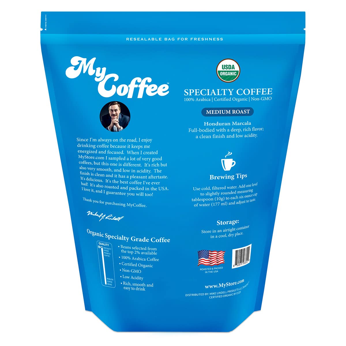 MyCoffee Organic Specialty Grade 100% Arabica Coffee - Medium Roast, 2LB Bag