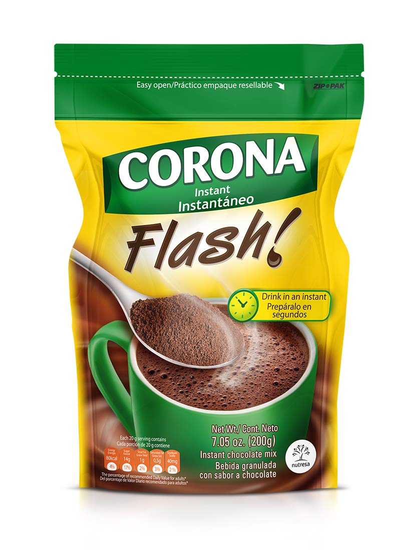 Corona Flash Instant Drink Mix, Amazing Texture & Flavor, 100% Pure Cocoa, Enjoy Anytime,7.05 Ounce (Pack of 1)