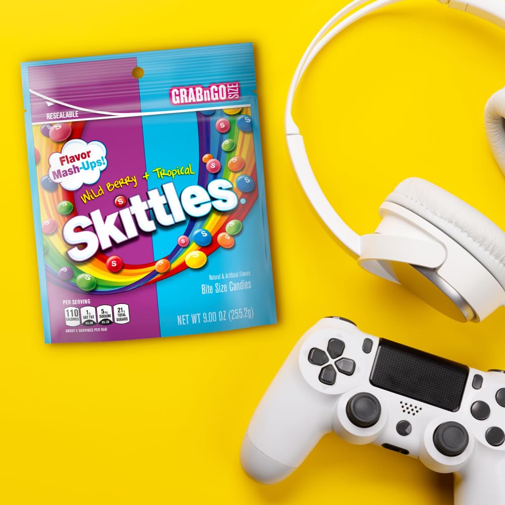 Skittles Mash-Ups Wild Berry And Tropical Candy, 9-Ounce Bag
