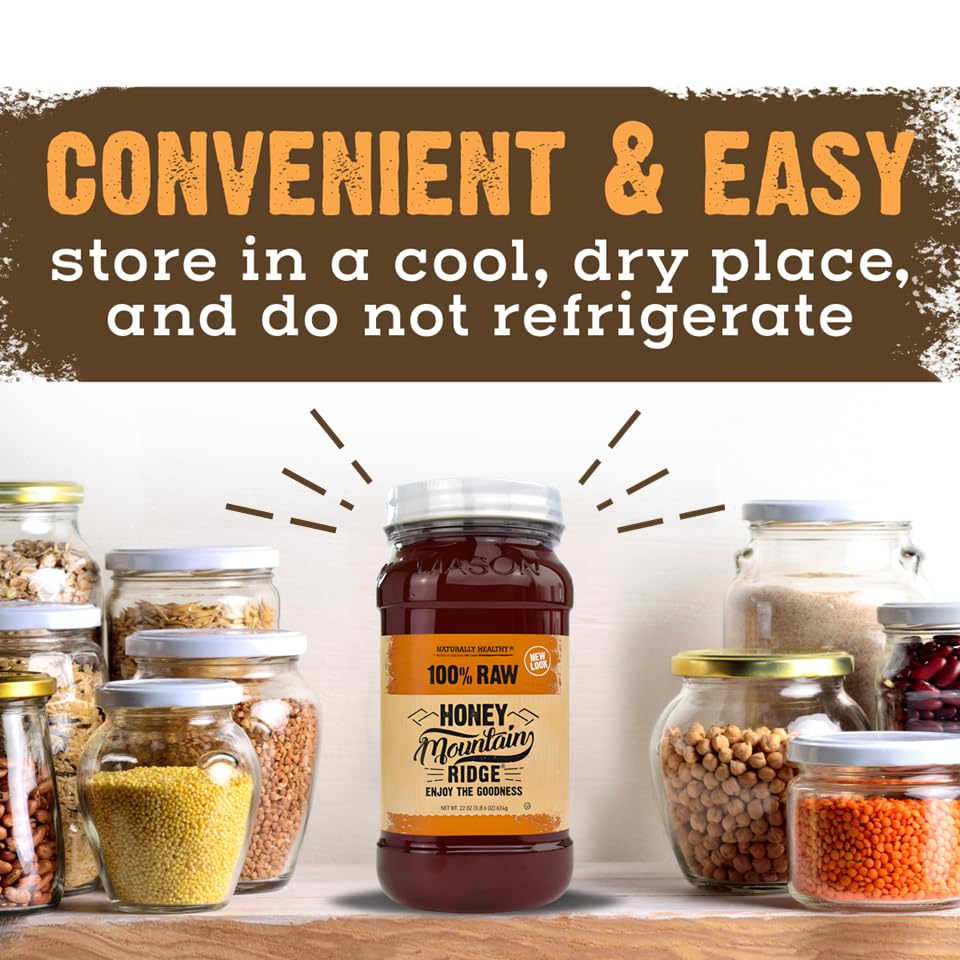 Mountain Ridge Honey, Naturally Healthy 100% Pure Raw Honey, 32 Ounces