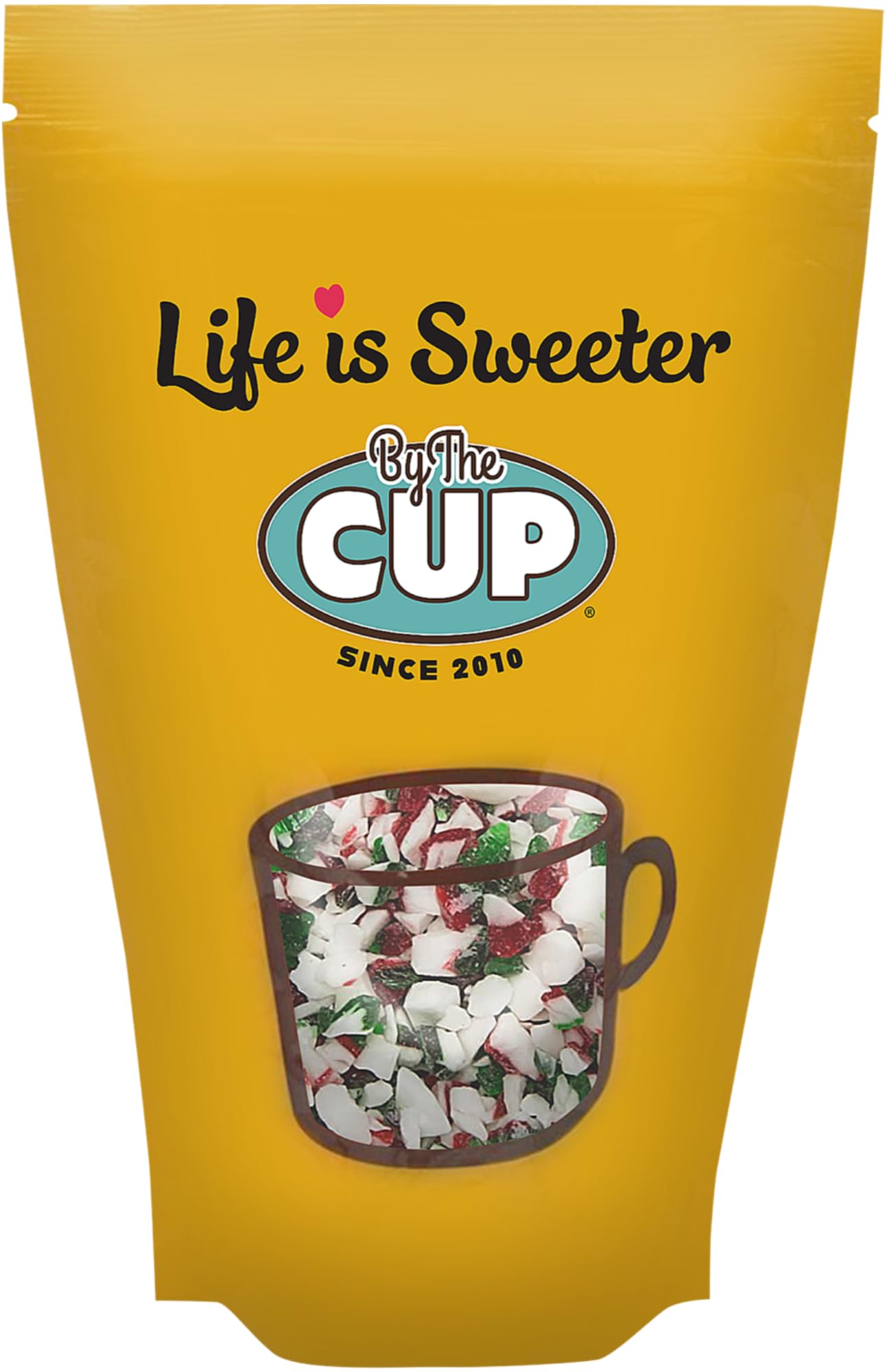 By The Cup Red, Green, And White Peppermint Candy Cane Pieces, 1 Lb Bulk Bag
