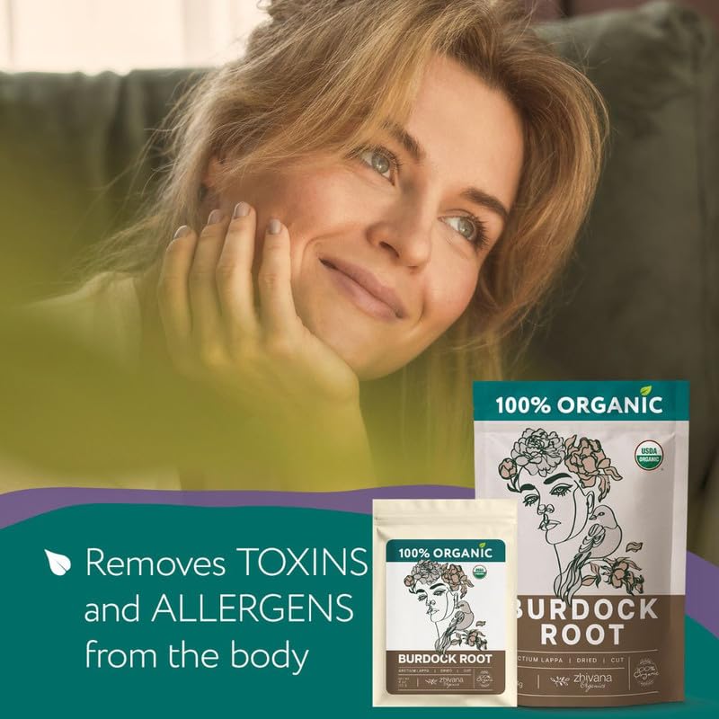 Zhivana Organics Burdock Root Tea – Organic Herbal Tea, 4 Ounces