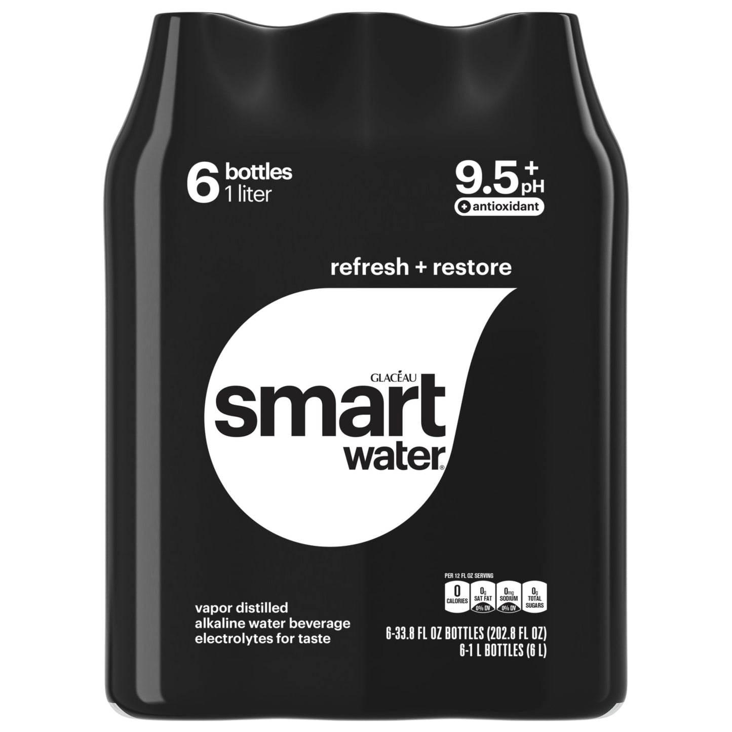 smartwater Smartwater Alkaline with Antioxidant, 1L (Pack of 6), 33.8 Fl Oz, Model 786162411174