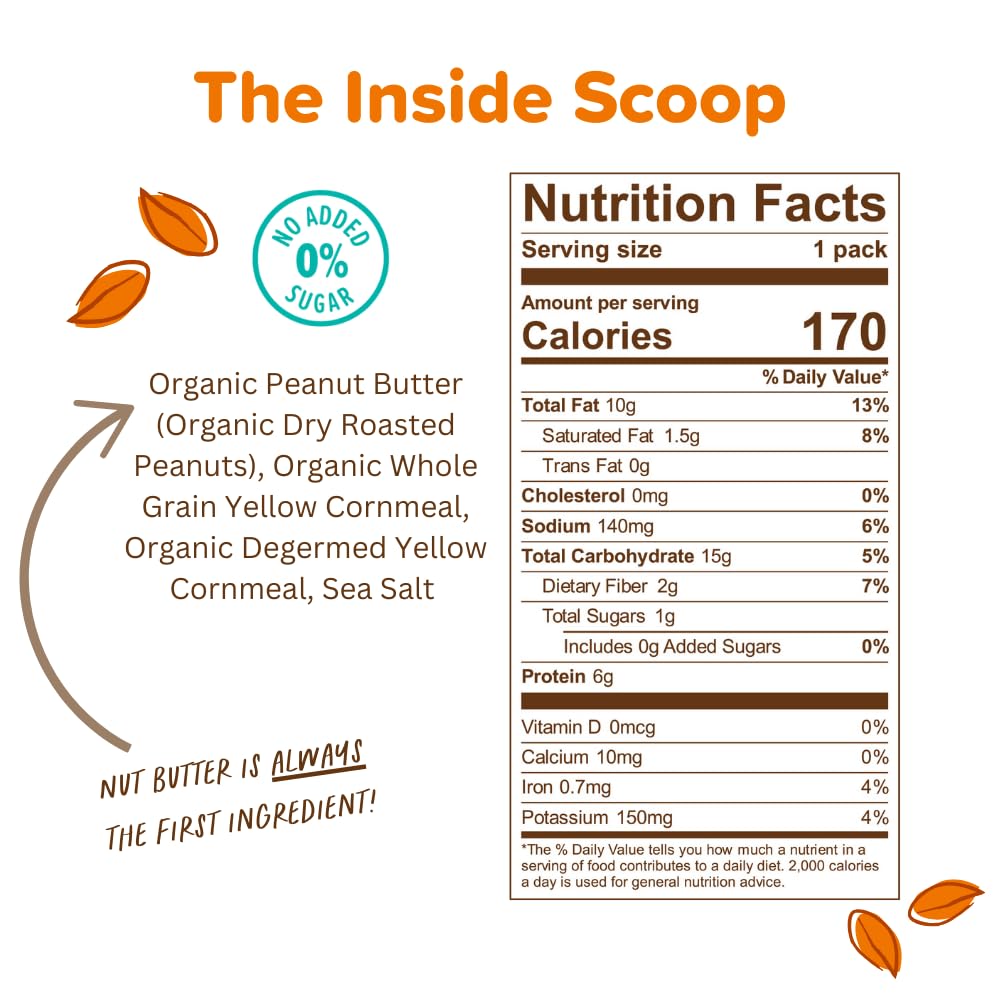 Puffworks Original Organic Peanut Butter Puffs, 1.2 Ounce (Pack of 6), Plant-Based Protein Snack, Gluten- and Rice-Free, Vegan,