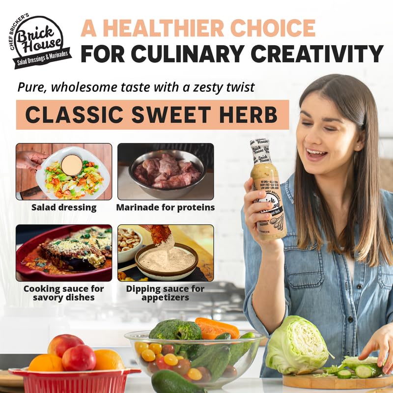 Brick House Classic Sweet Herb Vinaigrette Dressing, Keto & Paleo, Low Sodium, 12 Ounce (Pack of 2)