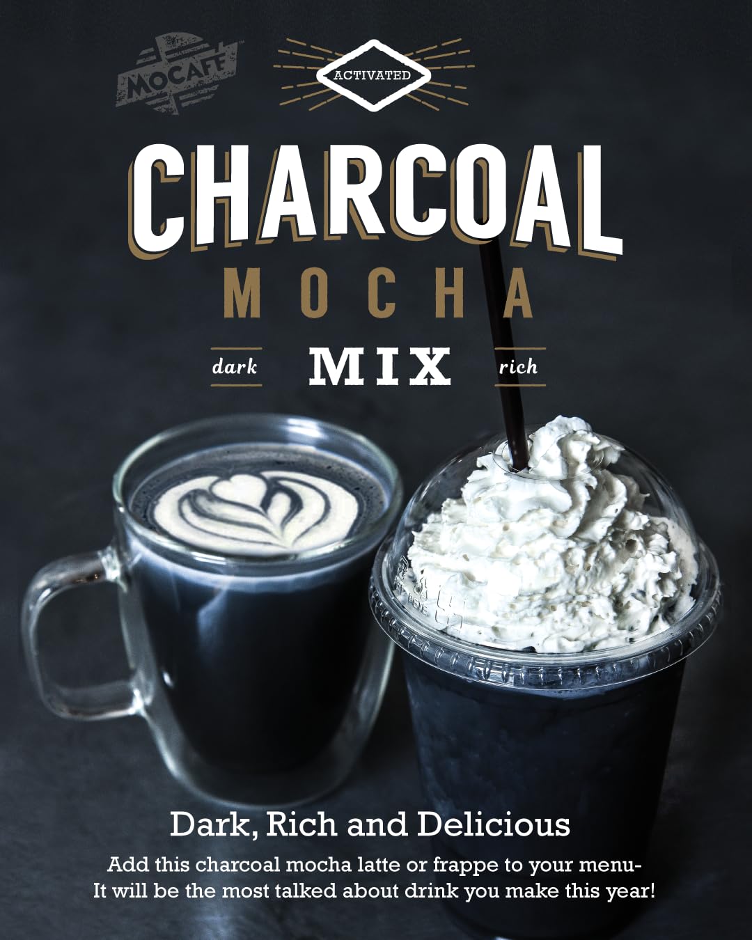 Mocafe Charcoal Mocha Mix, 3-Pound Bag Instant Frappe Mix, Coffee House Style Blended Drink Used In Coffee Shops
