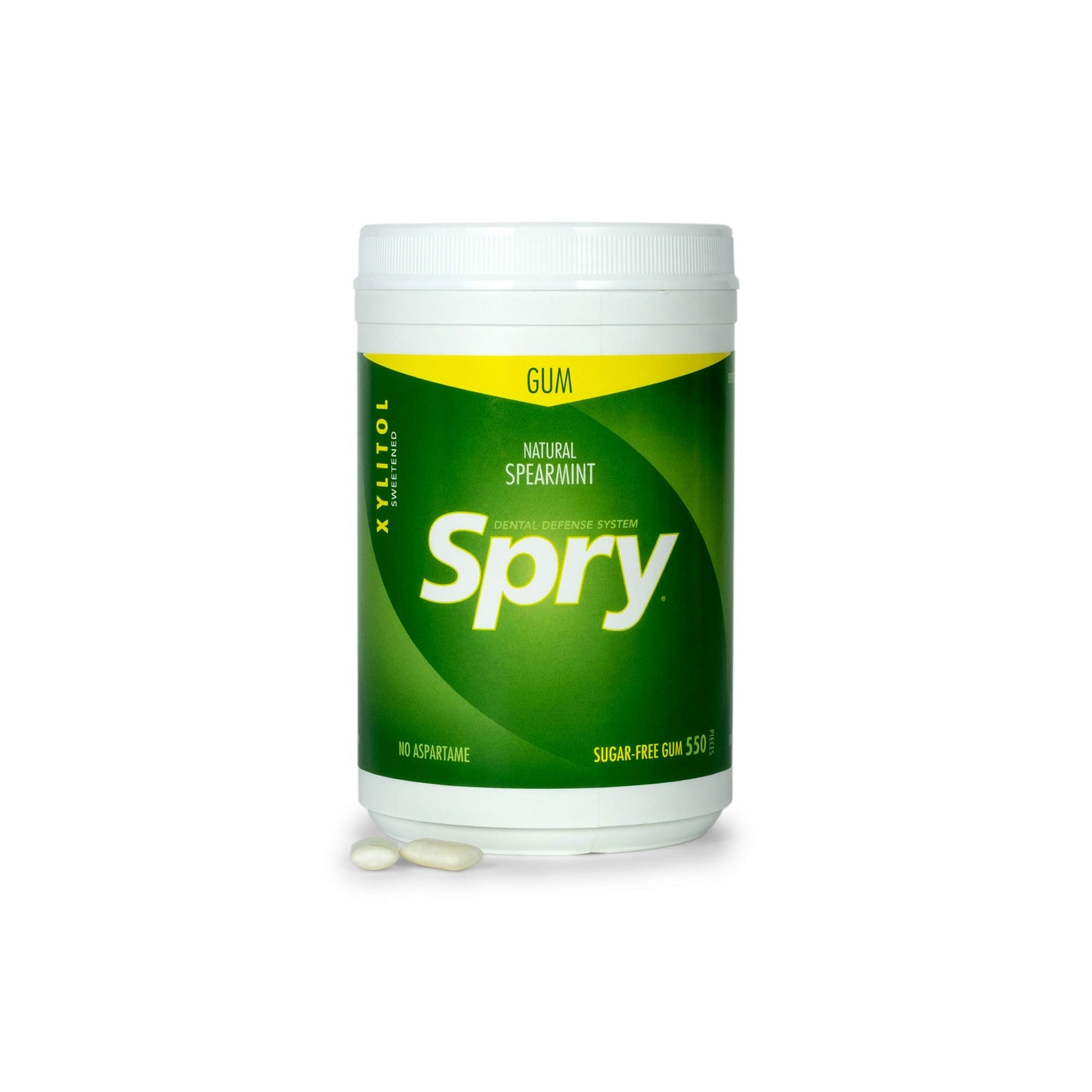 Spry Fresh Natural Xylitol Chewing Gum Dental Defense System - Aspartame-Free  Sugar-Free  Non-GMO  Gluten-Free (Spearmint  550 Count - Pack of 1)