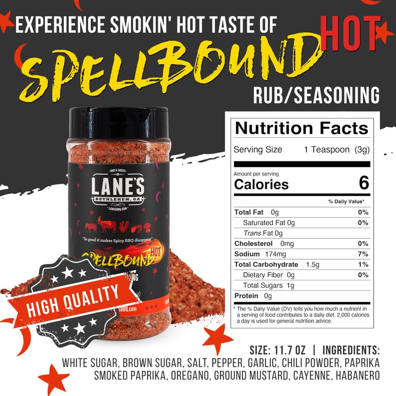 Lanes Hot Sweet and Spicy Pork Rub Seasoning, All-Natural, 12 Oz