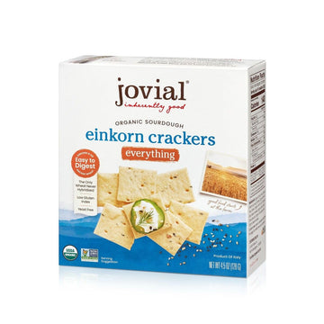 Jovial Organic Sourdough Einkorn Everything Crackers - Sourdough Crackers For Cheese Platter, Made With Einkorn, Usda Organic, N