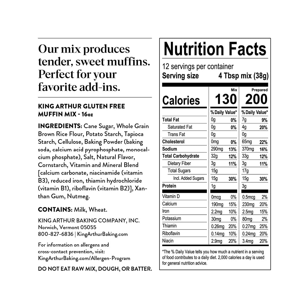 King Arthur, Gluten Free Banana Bread + Muffin Mix, Gluten-Free, Non-GMO Project Verified, Certified Kosher, 16 Ounces (Pack of