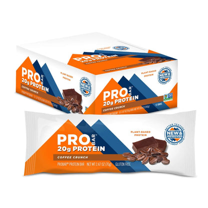 PROBAR - PROTEIN Bar, Coffee Crunch, Non-GMO, Gluten-Free, Healthy, Plant-Based Whole Food Ingredients, Natural Energy (12 Count