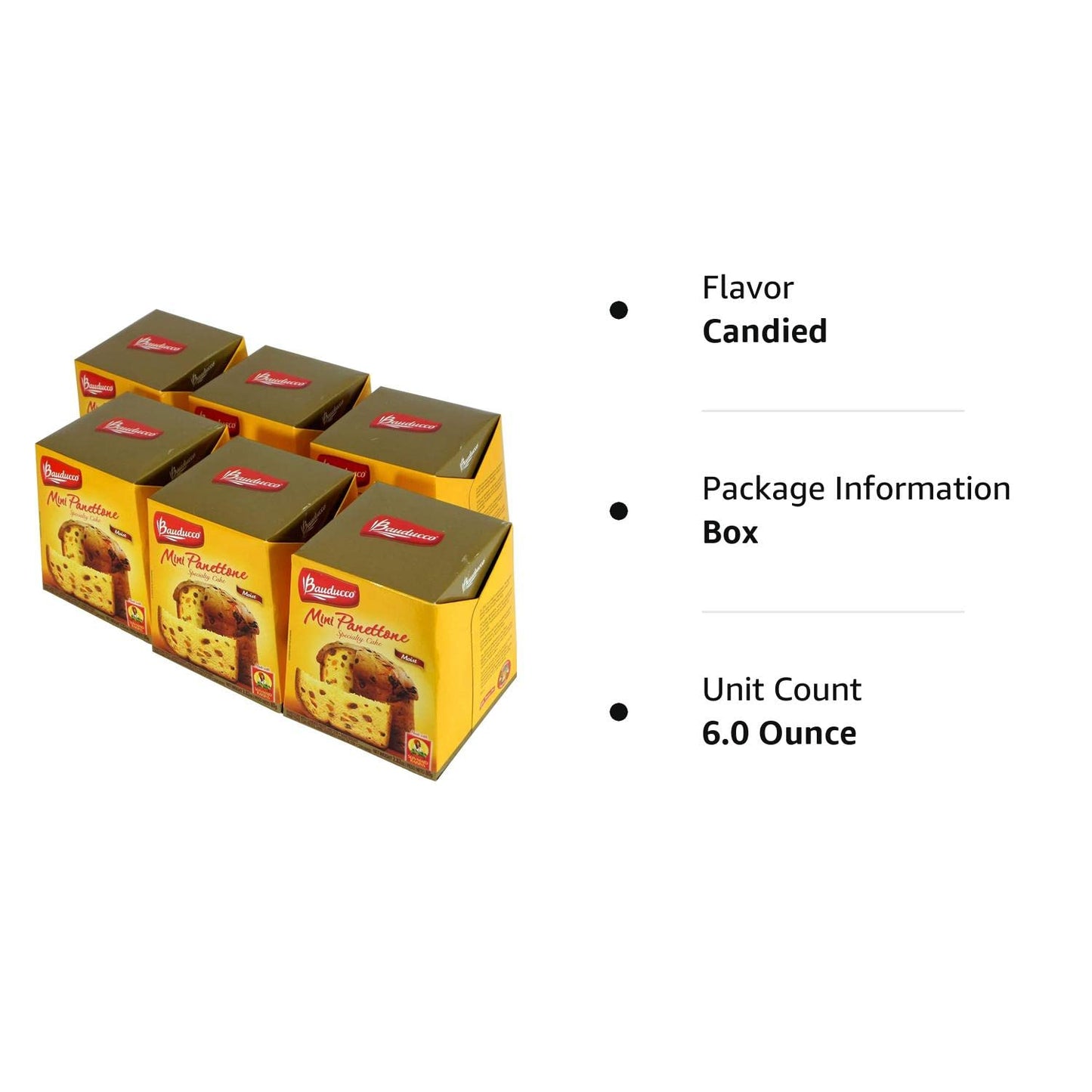 Bauducco Mini Panettone Classic, Moist & Fresh, Traditional Italian Recipe, Holiday Cake, 21.1oz (Pack 6)