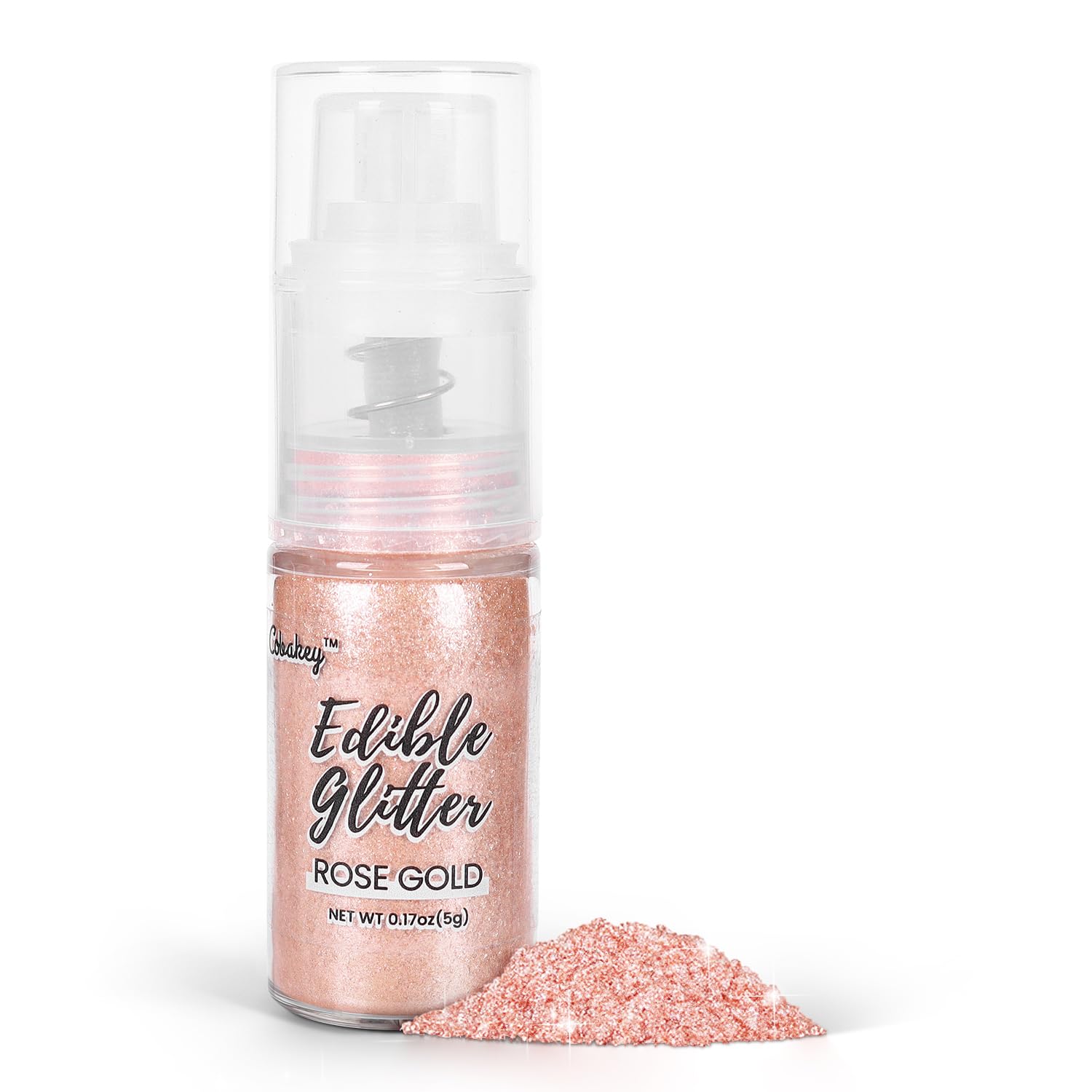Rose Gold Edible Glitter Spray, 5g Edible Glitter for Cocktails, Cobakey Luster Dust Edible for Cake Decorating, Drinks, Baking,