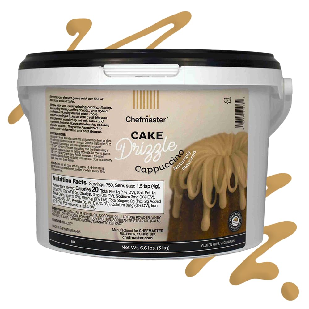 Chefmaster Cappuccino Cake Drizzle, Edible Drip Frosting for Cakes, Cupcakes, 6.6 lbs