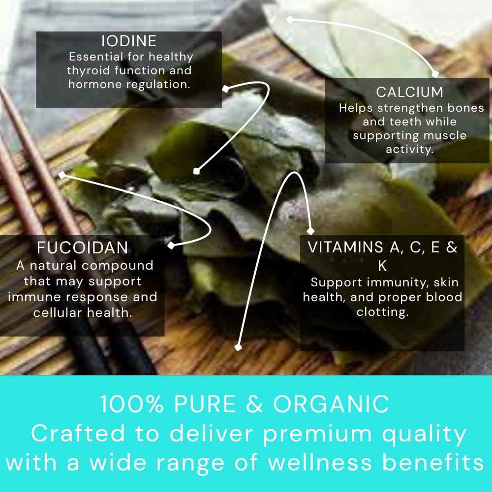 Oceans Balance Organic Whole Leaf Kombu - Dried Sea  Salad Mix - Gluten Free - 1oz Bag