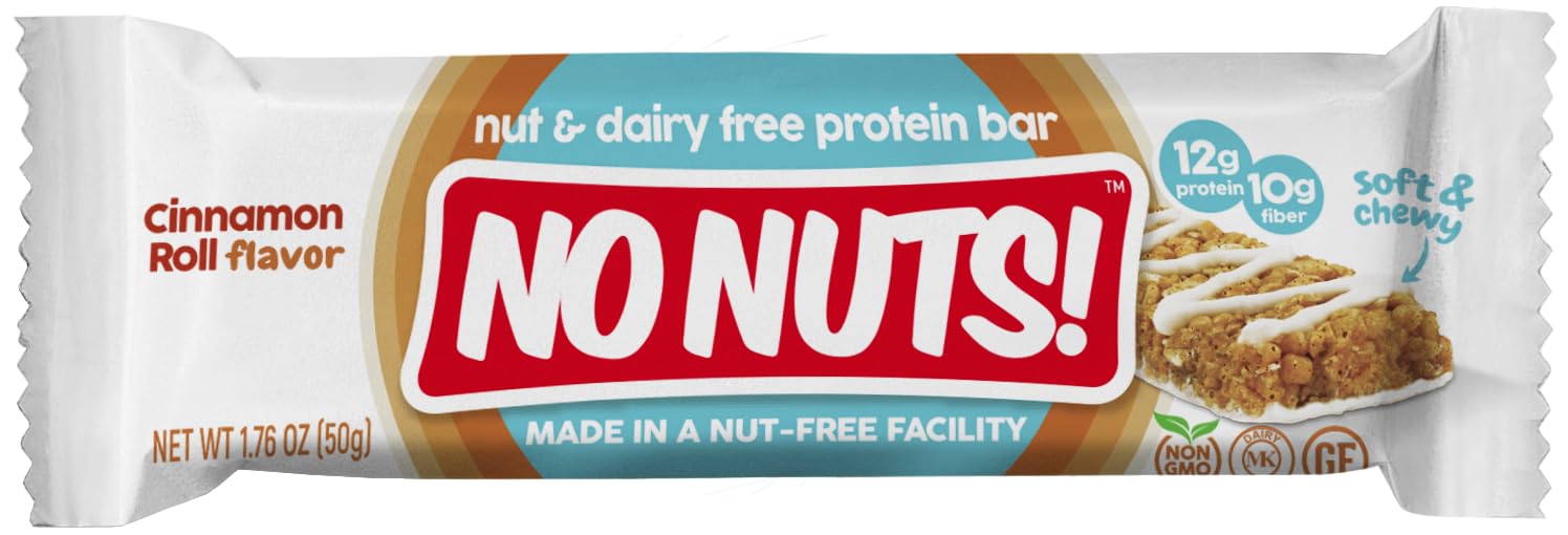 No Nuts! Cinnamon Roll Flavor Snack Bars - 100% Nut-Free Dairy Free Vegan Protein Bars, Protein + Energy Bars, Organic, Kosher, 