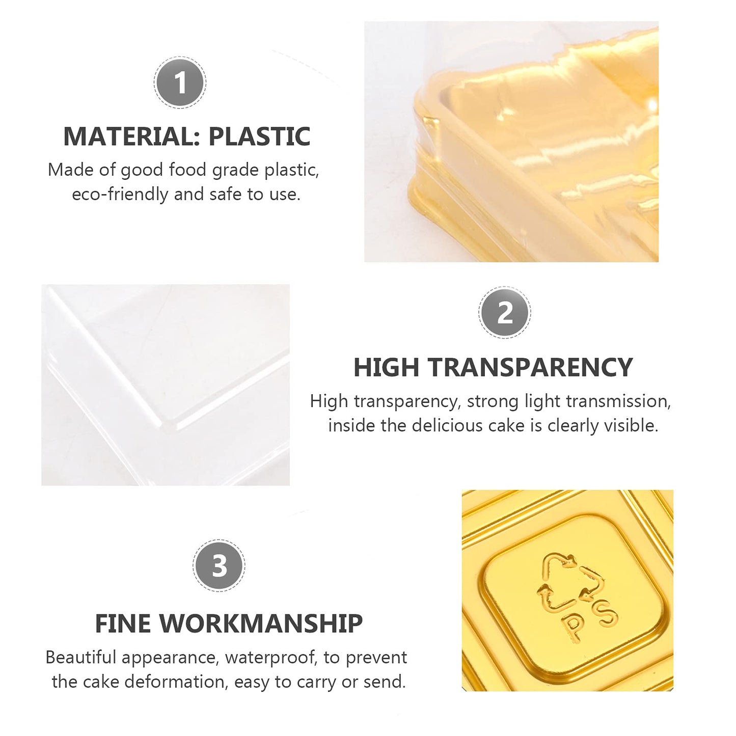 BenRan Mooncake Box Set for 50g/63g/75g/100g/125g - Gold (50 Sets), Polyethylene, Model MCC03