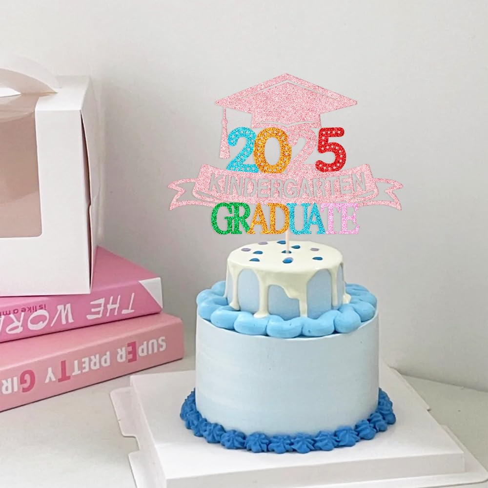 Bejotaa Kindergarten 2025 Graduate Cake Topper,Children Kids Boys Or Girls Class Of 2025 Graduate Party Decorations,Kindergarten