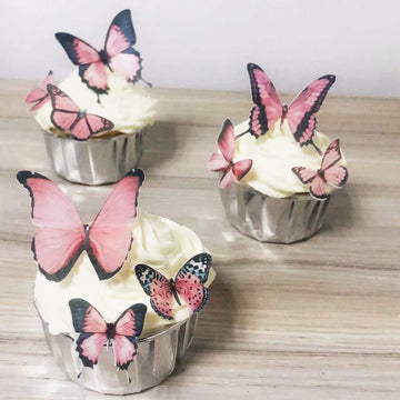 36Pcs Edible Butterfly Cupcake Toppers Birthday Cake Decorations Precut Chockacake Wafer Paper Butterflies