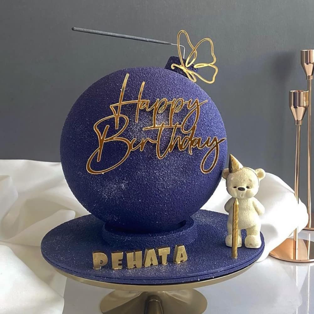 6 Packs Happy Birthday Cake Toppers Side Mirror Acrylic Cake Topper Happy Birthday Cake Decorations Gold Cupcake Toppers Cake De