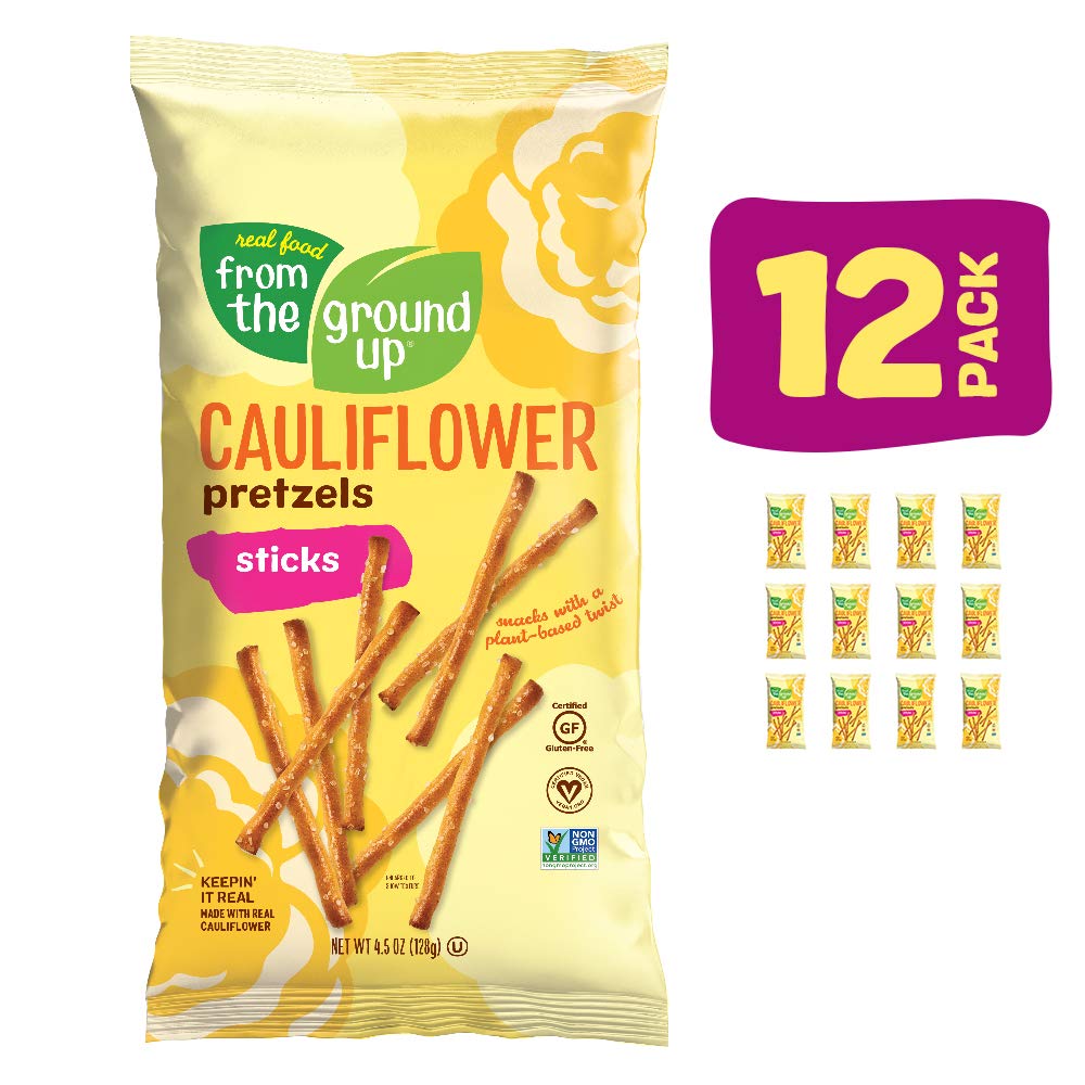 REAL FOOD FROM THE GROUND UP Cauliflower Pretzel Sticks - 12 Pack, 4.5 Ounce, Pretzel Color