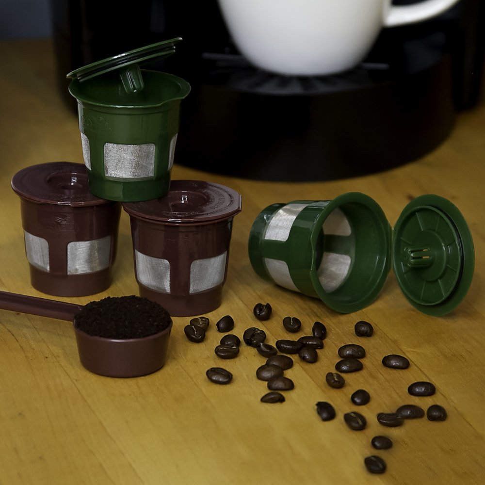 Perfect Pod Eco-Fill 4 Pack Refillable Capsules And Coffee Scoop, Keurig 1.0 Compatible