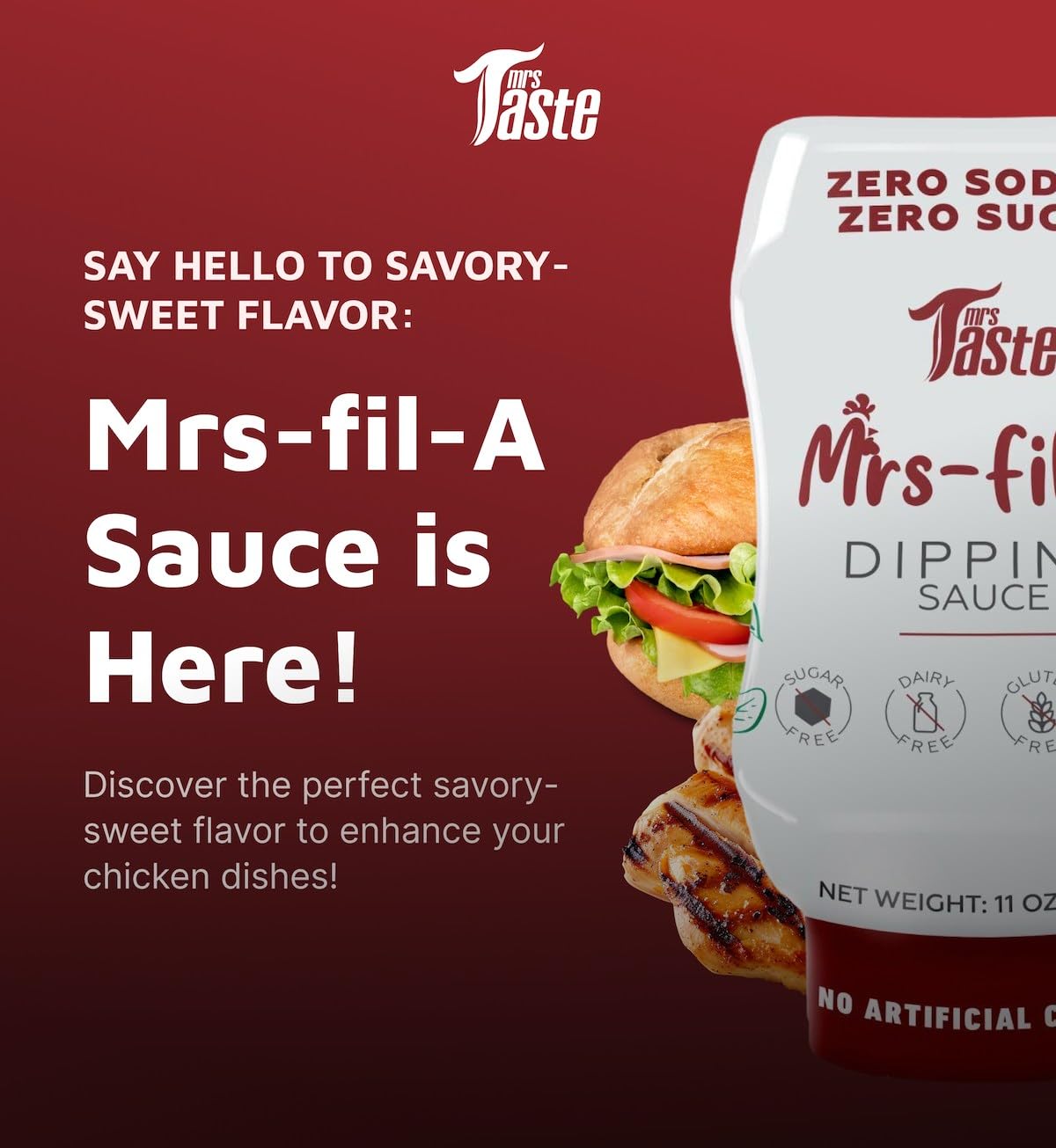 Mrs Taste Sugar Free Dipping Sauce, Zero Calories, Zero Sodium, Zero Sugar, High Fiber, Keto Friendly, Paleo Friendly, Low Calor