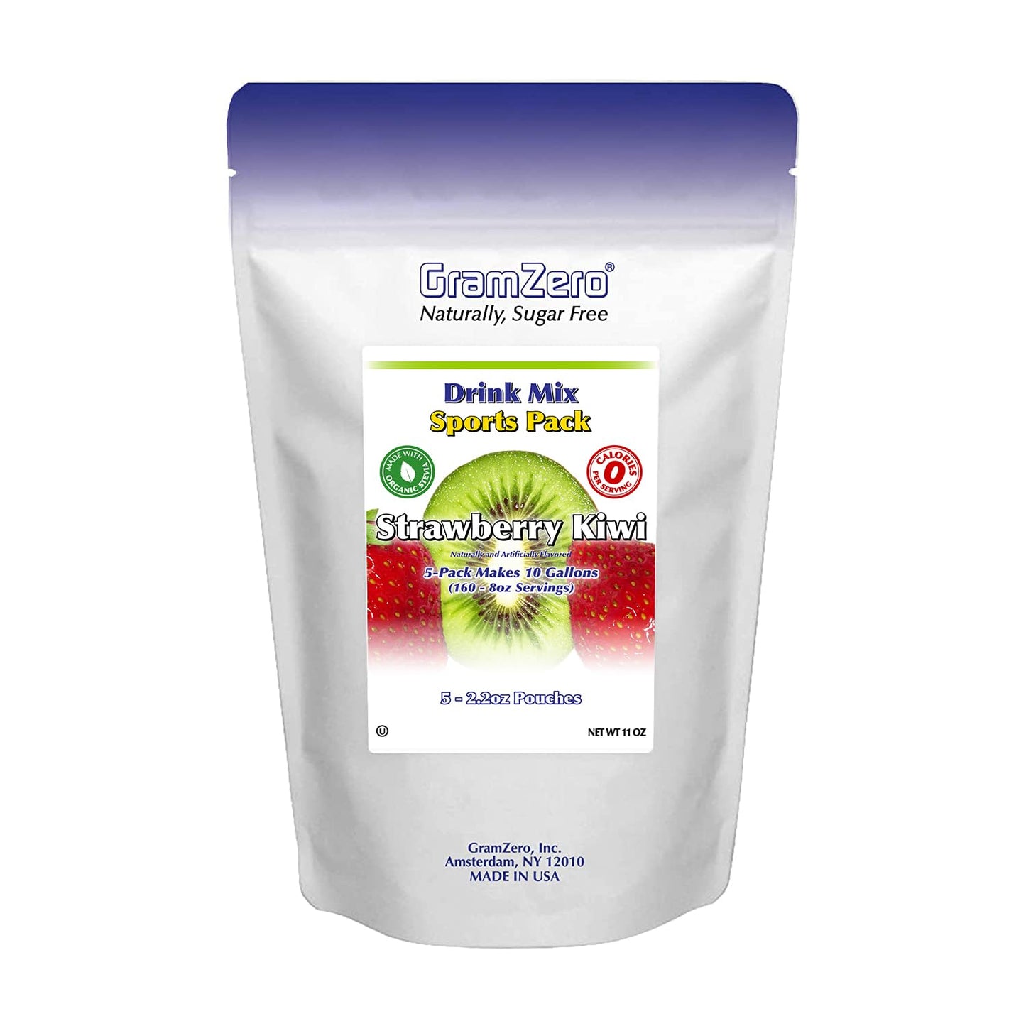 Gramzero Strawberry Kiwi Sugar Free Drink Mix Sports Pack, Great For Nutrition Club Loaded Teas, Zero Calorie, Stevia Sweetened