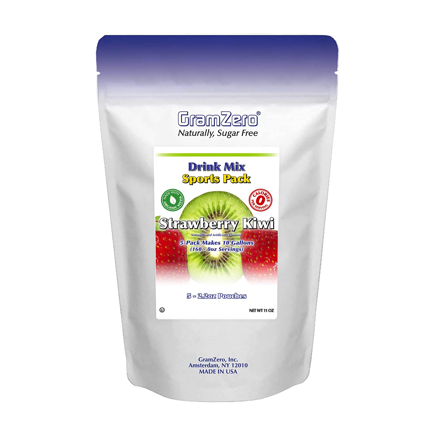 Gramzero Strawberry Kiwi Sugar Free Drink Mix Sports Pack, Great For Nutrition Club Loaded Teas, Zero Calorie, Stevia Sweetened