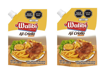 Aji Criollo Yellow Chili Hot Sauce, Peruvian Style Spicy Condiment, 7.1 oz Pouch, 200g each - Pack of 2