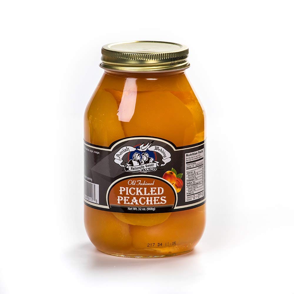 Amish Wedding Ready to Eat Peaches, 32 oz Glass Jar, No Preservatives, 2 Pound Pack