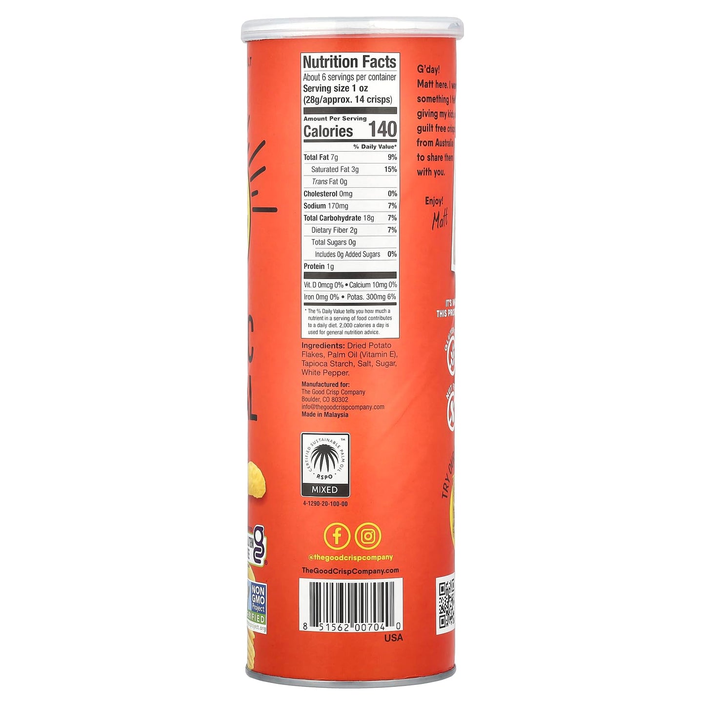 The Good Crisp Company Original, 5.6 Ounce