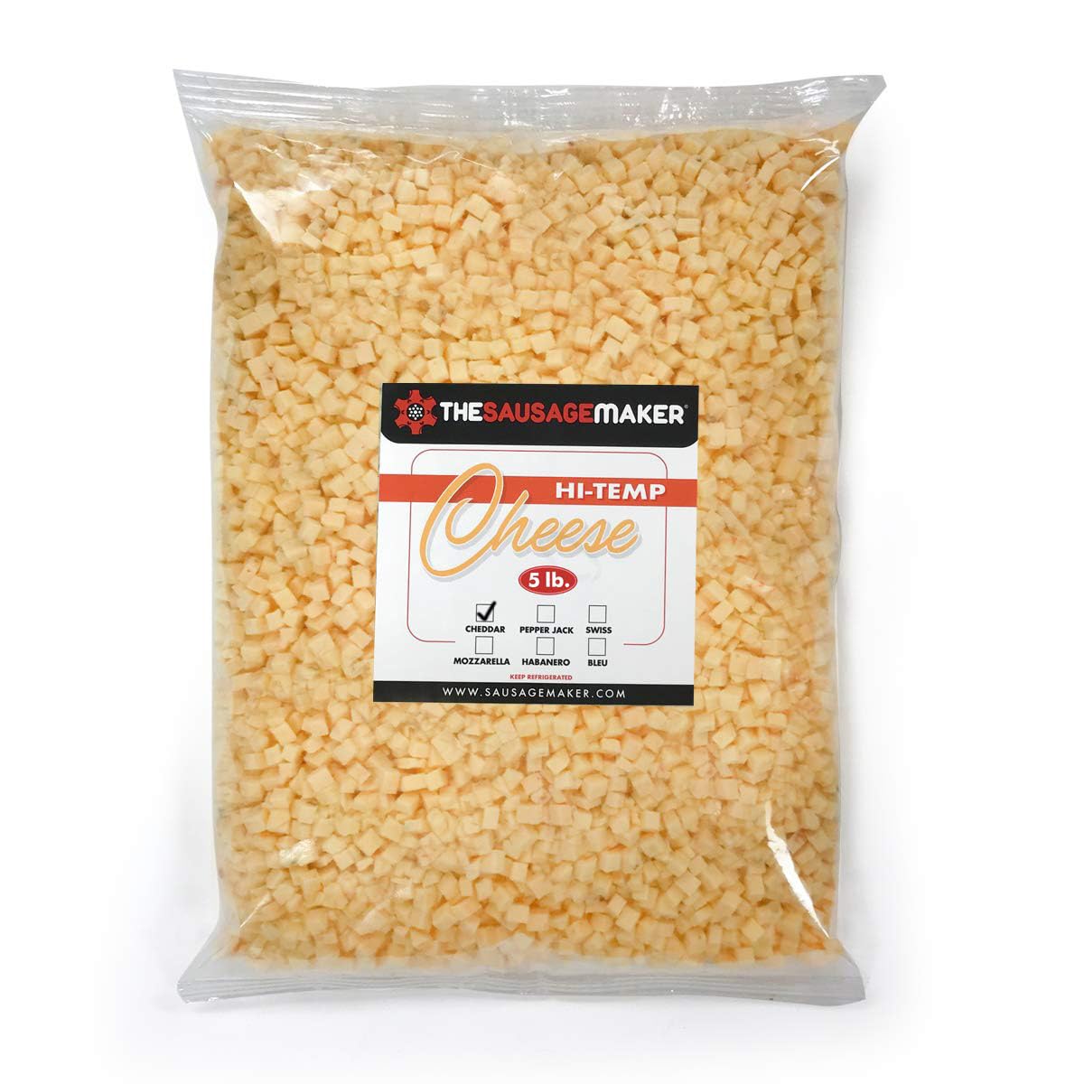 The Sausage Maker High Temperature Cheese Assortment Pack - Cheddar, Hot Pepper, Mozzarella - 3 Packs, 5 lbs Each