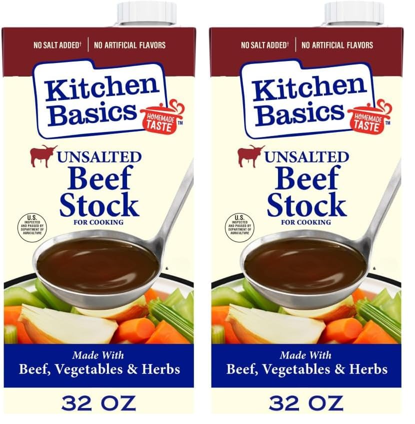 Kitchen Basics Unsalted Beef Stock, 32 fl oz (Pack of 2)