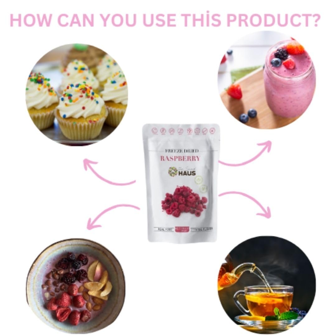 The Snack Haus Freeze-Dried Raspberries 1.06 Oz | All-Natural, No Preservatives | Nutrient-Rich, High Fiber Snack | Perfect For