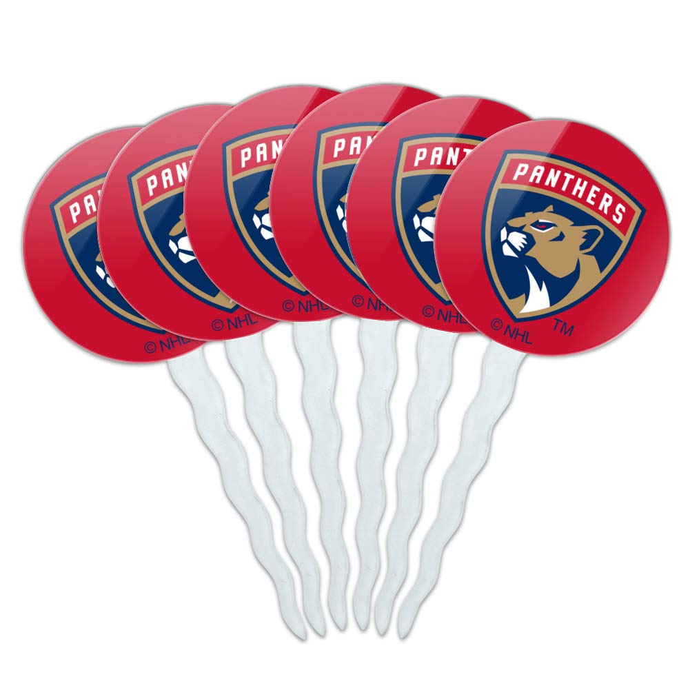 GRAPHICS & MORE NHL Florida Panthers Cupcake Picks Set of 6 - Multi Acrylic Decoration Toppers