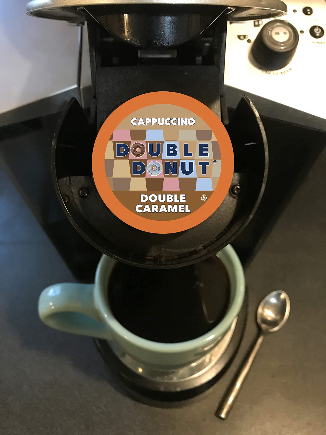 Double Donut Coffee Cappuccino Pods  Caramel Cappuccino  Single Serve for Keurig K Cups malt-inspired  24 Count